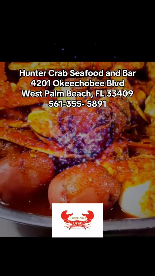  in Florida showing seafood restaurant, west palm beach eats, hunter crab seafood and bar, video by Hunter Crab Seafod & Grill on Facebook