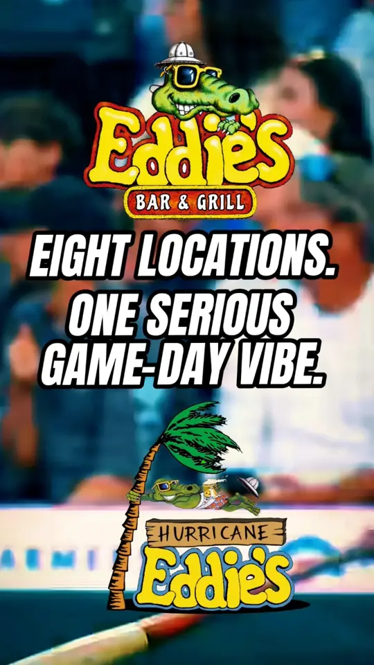 Hurricane Eddie's in Dunedin showing sports bar, game day, atmosphere, video by Hurricane Eddie's Gulfport on Facebook