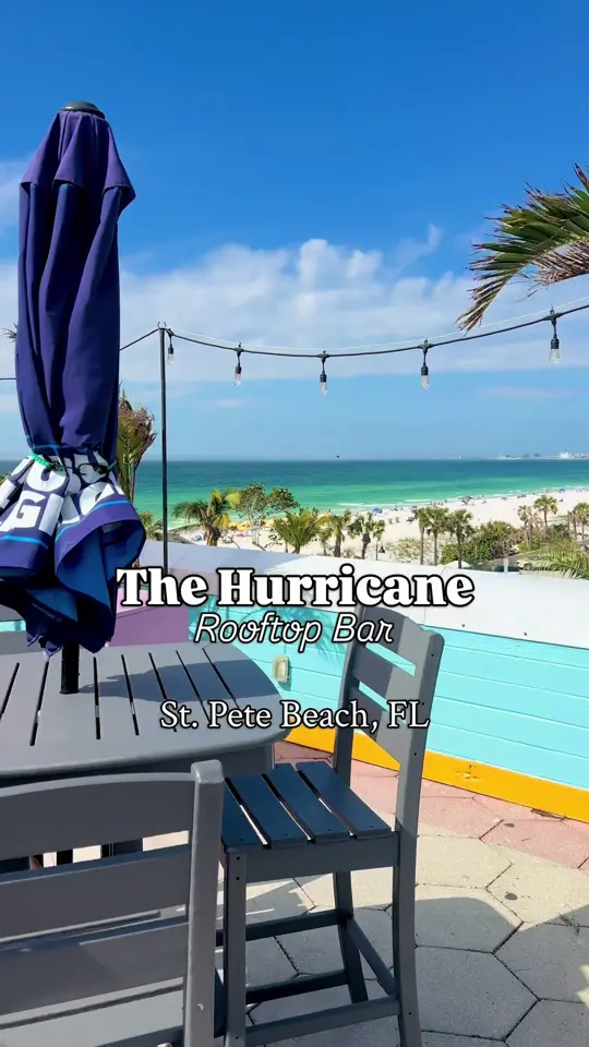 Hurricane Seafood Restaurant in St. Pete Beach showing rooftop bar, island eats, boat drinks, views of st pete beach, video by thingstodotampabay on TikTok