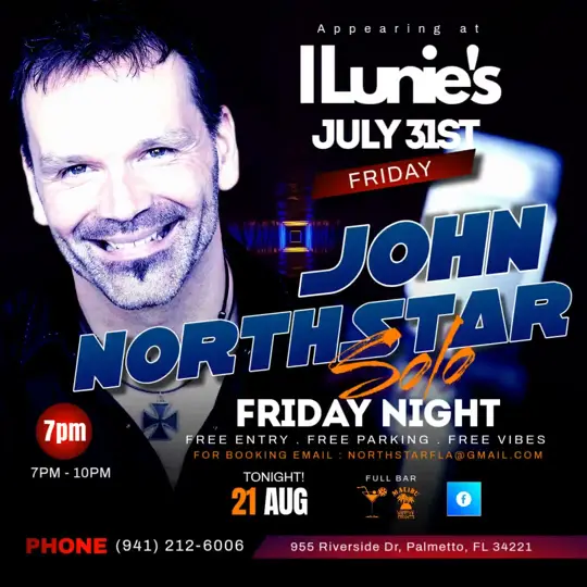 I'Lunie's Dockside Bar and Grill in Palmetto showing live music, drinks, atmosphere, video by Northstar Music on Facebook