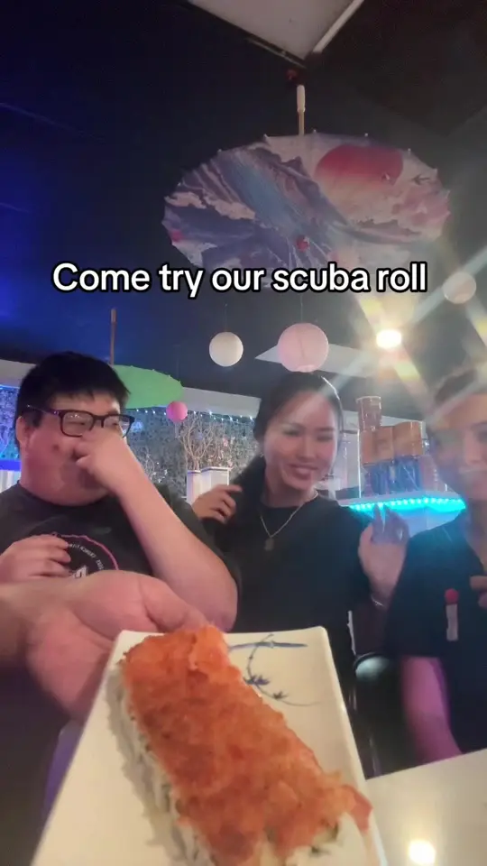 Ichiban Restaurant Sushi Bar in Sarasota showing food, scuba roll, video by sarasotaichiban on TikTok