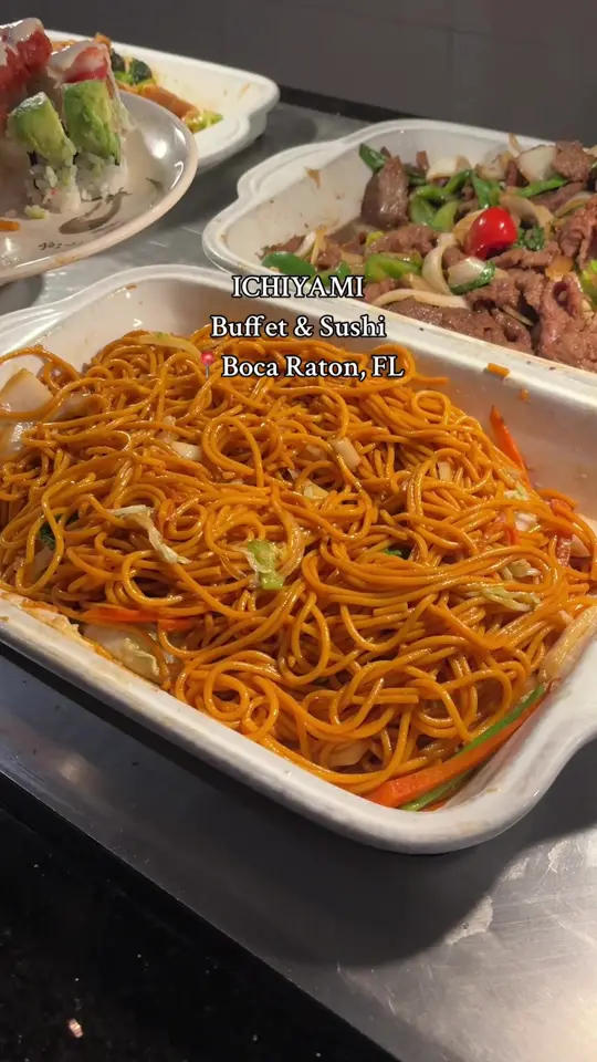 Ichiyami Buffet & Sushi in Boca Raton showing buffet, sushi, video by hallieelanaa on TikTok