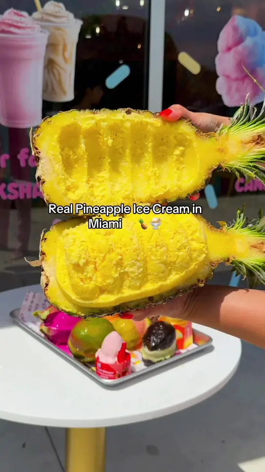 Icy-N-Spicy in Miramar showing vegan ice cream, pineapple ice cream, chocolate ice cream, video by icynspicymiami on TikTok