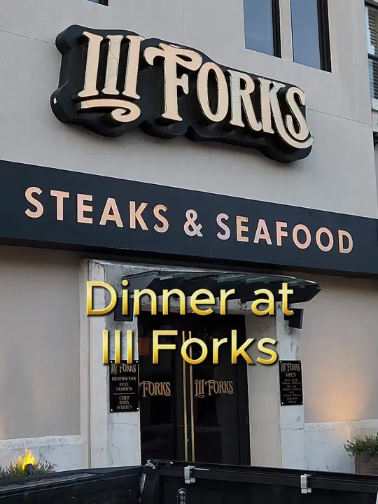Iii Forks Steakhouse in Jacksonville showing dinner, friends and family, video by m_hdoc on TikTok