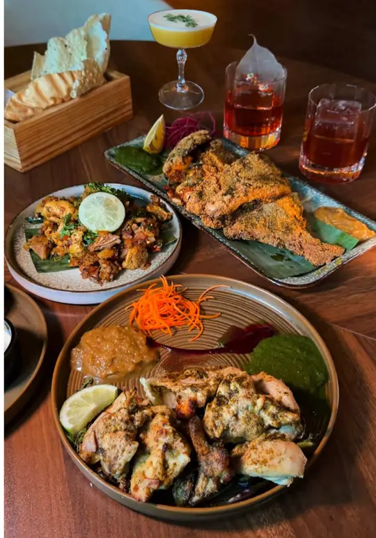 IKARA Restaurant in Atlanta showing restaurant visit, upscale dining, indian food, cocktail menu, chennai central, aamras ritu, video by eatclickrepeat on TikTok