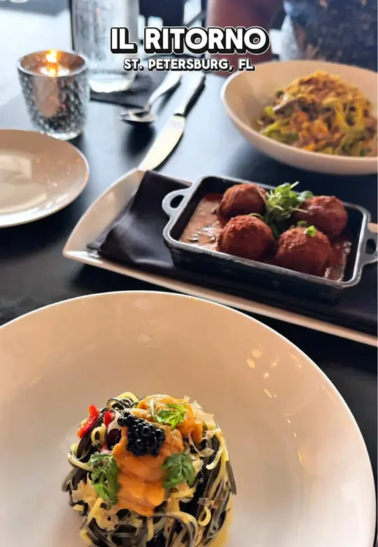 Il Ritorno in St. Petersburg showing visit, review, modern italian food, seasonal menu, video by denalovesfood on TikTok