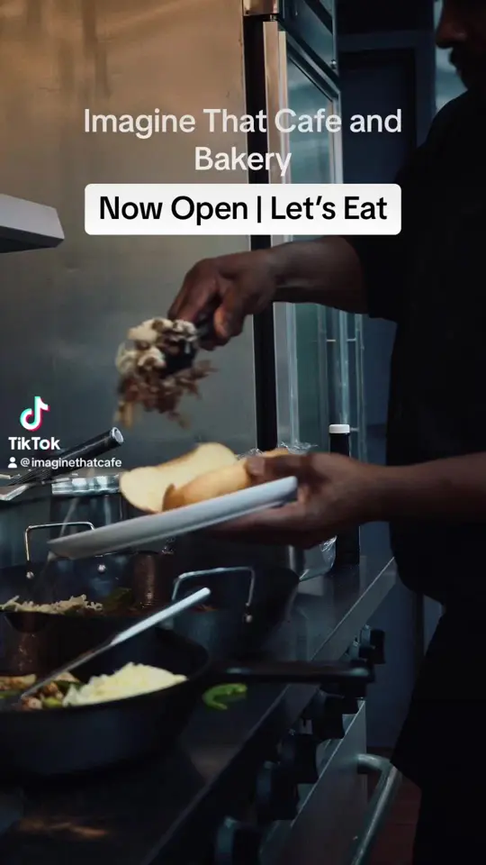 Imagine That Cafe and Bakery in Decatur showing bakery, cupcakes, fried pound cake, pecan pie, sweet potato, shrimp and grits, video by imaginethatcafe1 on TikTok