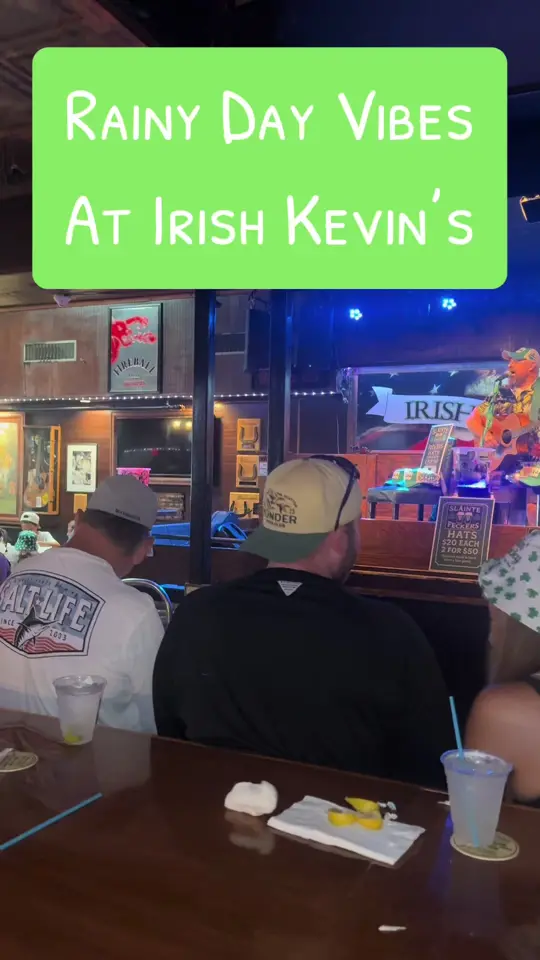 Irish Kevin's in Key West showing atmosphere, rainy day, video by irish_kevins_key_west on TikTok