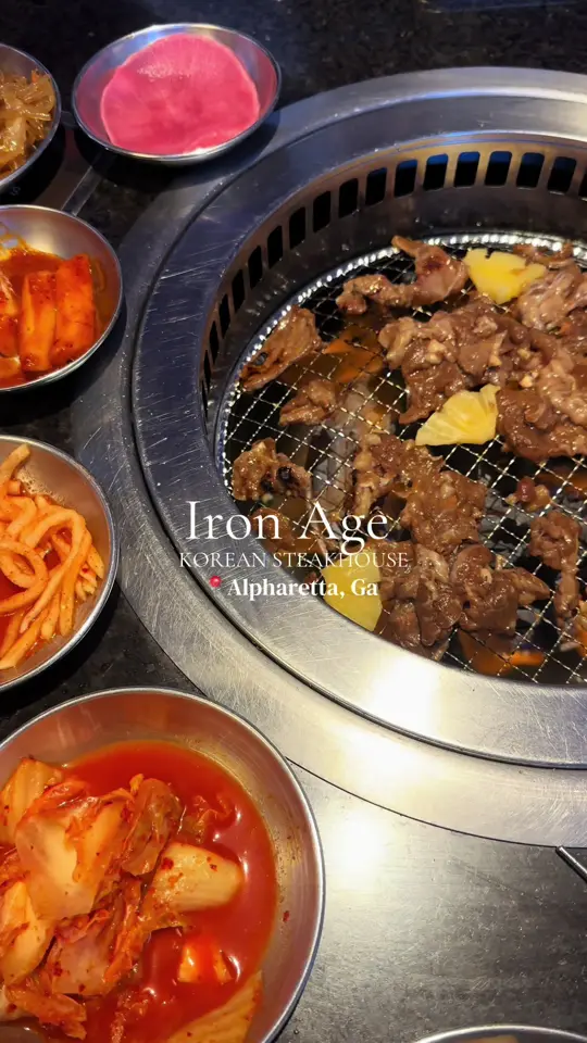 Iron Age Korean Steakhouse - Halcyon in Alpharetta showing food, hawaiian bulgogi, soy chicken, video by sydneysmallss on TikTok