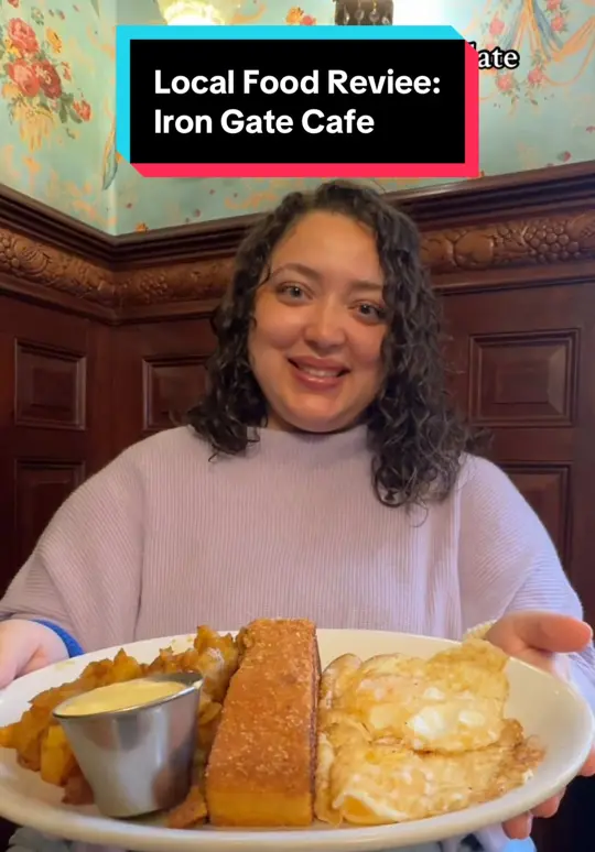 Iron Gate Cafe in Albany showing coffee, cozy vibes, food, video by the.tati.edit on TikTok