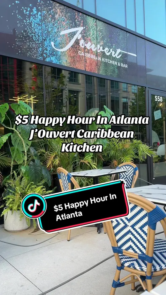 J'ouvert Caribbean Kitchen & Bar in Atlanta showing review, happy hour, video by lovejackiepaige on TikTok
