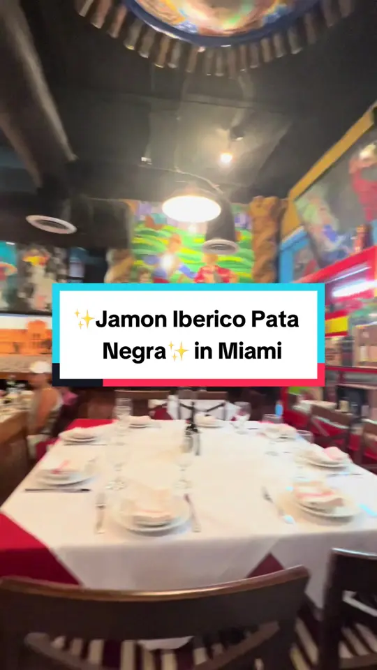 Jamon Iberico Pata Negra Restaurant in Miami showing review, visit, food, drinks, sangria, video by admirablewanderlust on TikTok