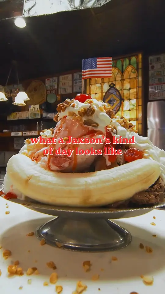  in Florida showing ice cream, sundae, video by Jaxson's Ice Cream Parlor & Restaurant on Facebook