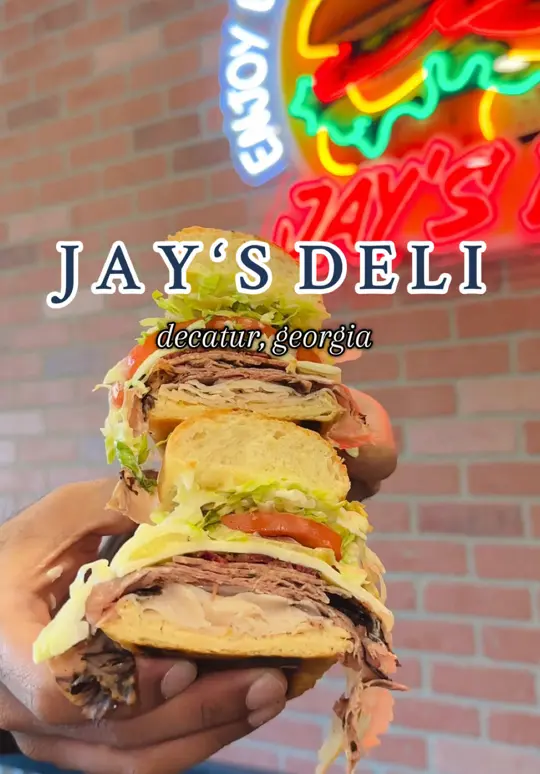 Jay's Deli in Decatur showing review, halal panini, hot dog, sub, bowl, stack sandwich, buffalo chicken sandwich, nashville hot chicken, video by thehalalnosh on TikTok
