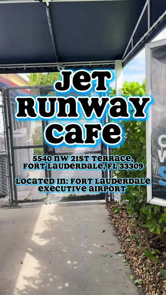 Jet Runway Cafe in Fort Lauderdale showing brunch, lunch, airplane viewing, kid-friendly atmosphere, video by sk8natethefoodie on TikTok