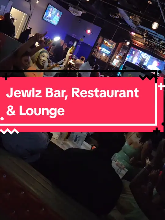 Jewlz Bar, Restaurant & Lounge in Lawrenceville showing review, visit, atmosphere, curry goat, salmon rasta pasta, mussels w/ coco bread, video by antlantaeats on TikTok