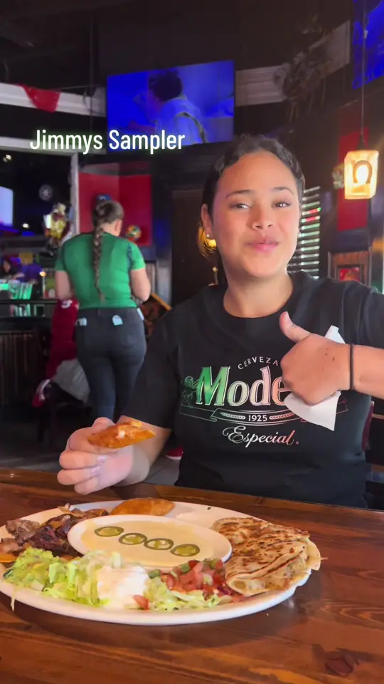 Jimmy's Tequila and Carnes in Doraville showing food, empanadas, nachos, quesadilla, drinks, tequila, video by jimmystequilatl on TikTok