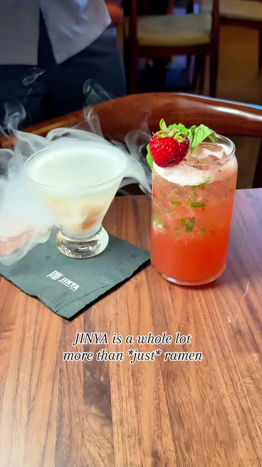 JINYA Ramen Bar - Alpharetta in Alpharetta showing vegan ramen, impossible foods tacos, rice bowls, fresh salads, buffalo cauliflower, video by veggietravelgirl on TikTok