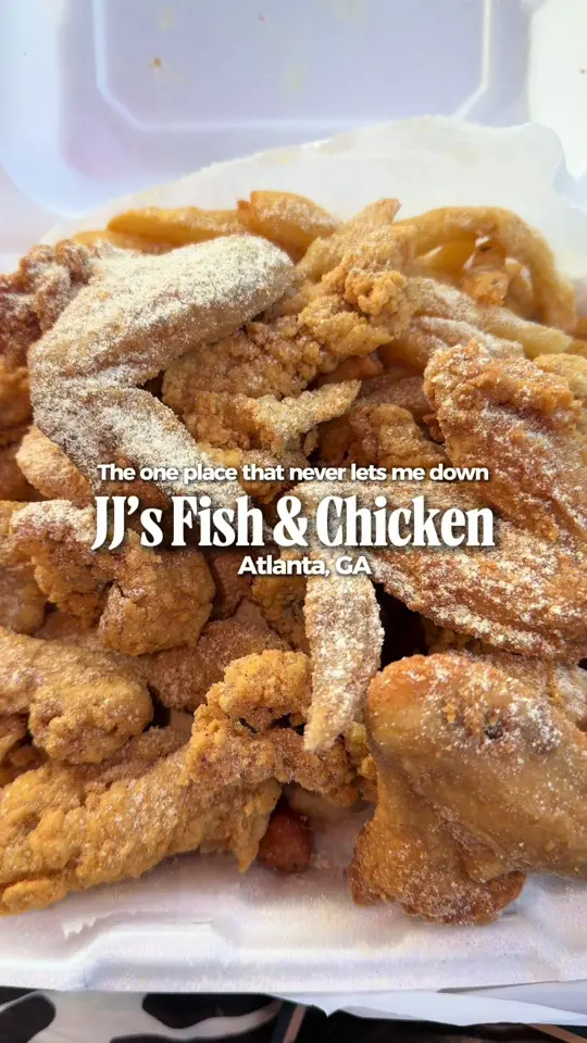 JJ Fish & Chicken in Atlanta showing review, jj fish & chicken, video by aniyahhh81 on TikTok