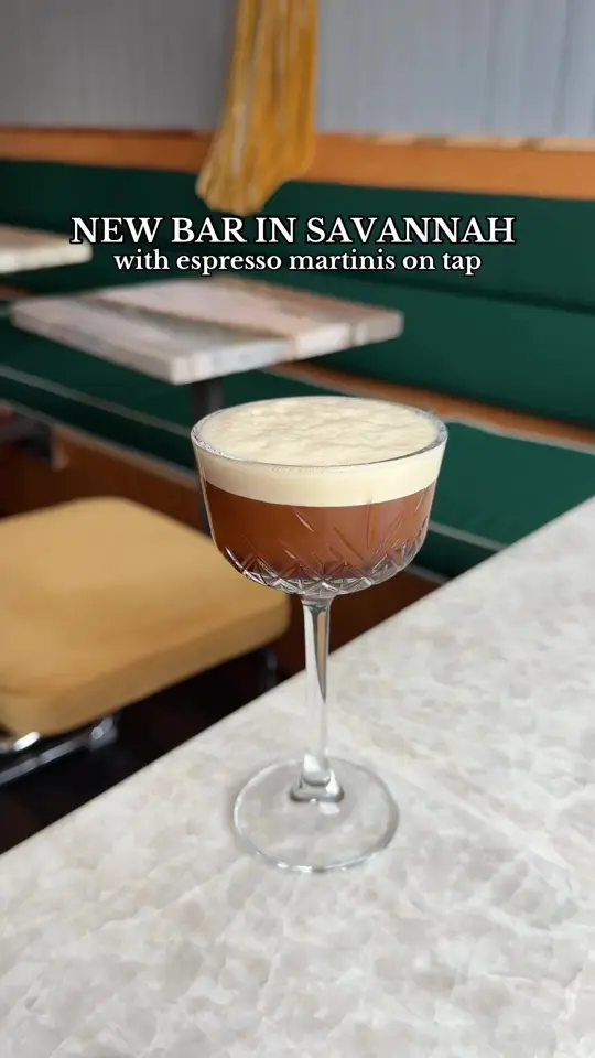 Joe & Vera’s in Savannah showing cocktail, espresso martini, cocktail, falls cocktail, food, snapper crudo, food, steak tartar, food, chicharrones and caviar, drink, alan de, video by thelongweekender on TikTok