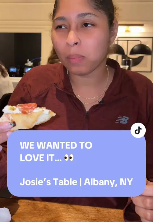 Josie's Table in Albany showing restaurant review, atmosphere, steak, strawberries, rice, pasta, asparagus, video by itsmoanalisa on TikTok