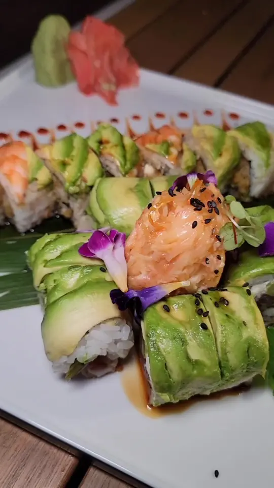 Jpan Sushi & Grill in Sarasota showing sushi, drinks, vibes, video by laurielivinlife on TikTok