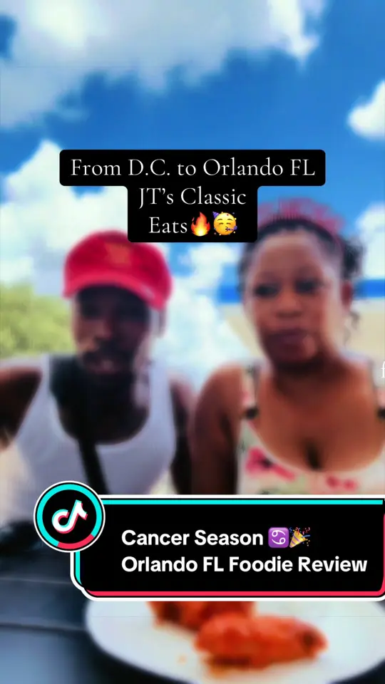 JT's Classic Eats in Orlando showing food review, hawaiian chicken sandwich, steak & cheese, classic double cheeseburger, seasoned fries, video by 2_b_tee on TikTok