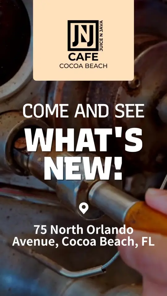 Juice 'N Java Cafe in Cocoa Beach showing visit, atmosphere, drinks, food, video by Juice 'N Java Cafe on Facebook