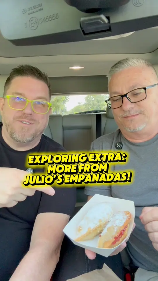 Julio's Empanadas in Gulfport showing dessert empanadas, video by Jeff and Mark Exploring on Facebook