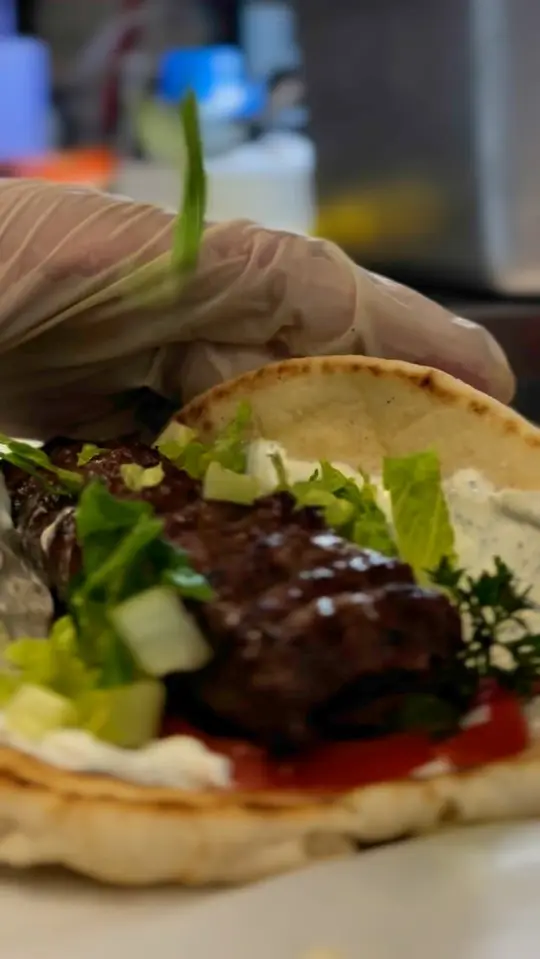 Kabob Spot in Blue Ridge showing food, kabob wrap, video by Kabob Spot on Facebook