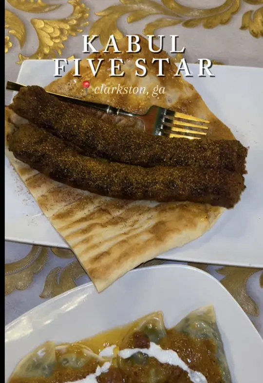 KABUL FIVE STAR in Clarkston showing review, afghan food, koobidah kabob, video by eatzwithsab on TikTok
