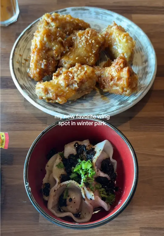 Kai Asian Street Fare in Winter Park showing drunken noodles, wings, video by rubysversion on TikTok