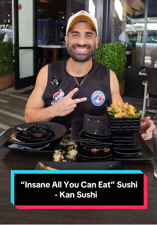 Kan Sushi in Miami showing sushi, all you can eat, video by jwebby_can.eat on TikTok