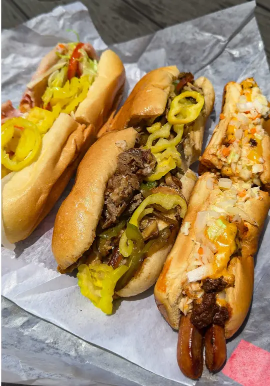 Kappy's Subs in Maitland showing review, visit, regular sub, philly cheesesteak, all beef foot-long hot dog, video by orlandofoodfinders on TikTok