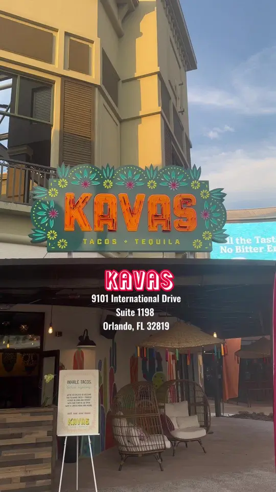 Kavas Tacos + Tequila in Orlando showing cocktail, spicy margarita; appetizer, guacamole; fries, loaded birria fries; taco, birria taco; dessert, cookies & horchata, video by paigepbryant on TikTok