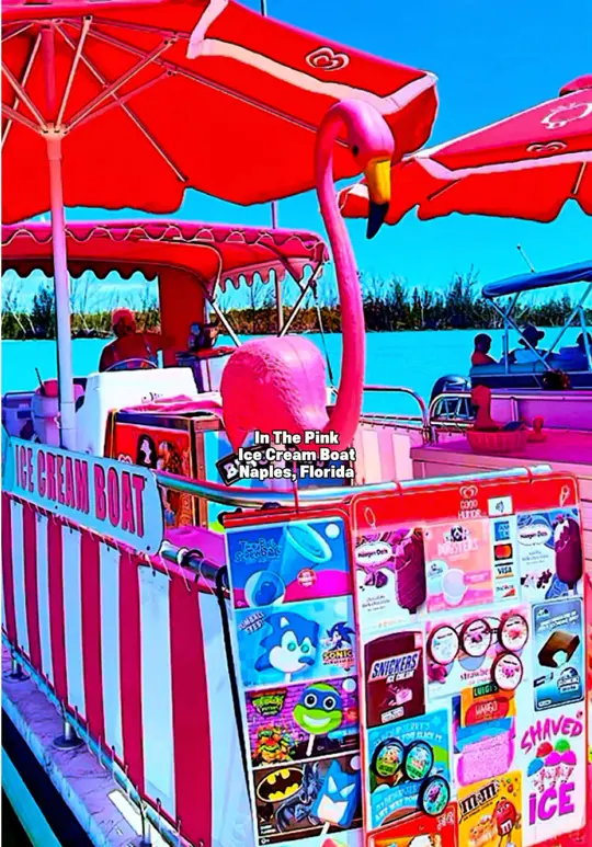 Keewaydin's in Naples showing ice cream boat, mobile vendor, dessert, video by resortexplor on TikTok