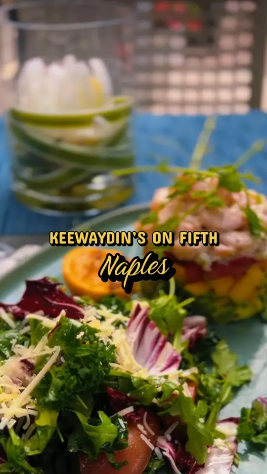 Keewaydin's in Naples showing review, seafood, key lime pie, cocktail, video by maevamonteiro2 on TikTok