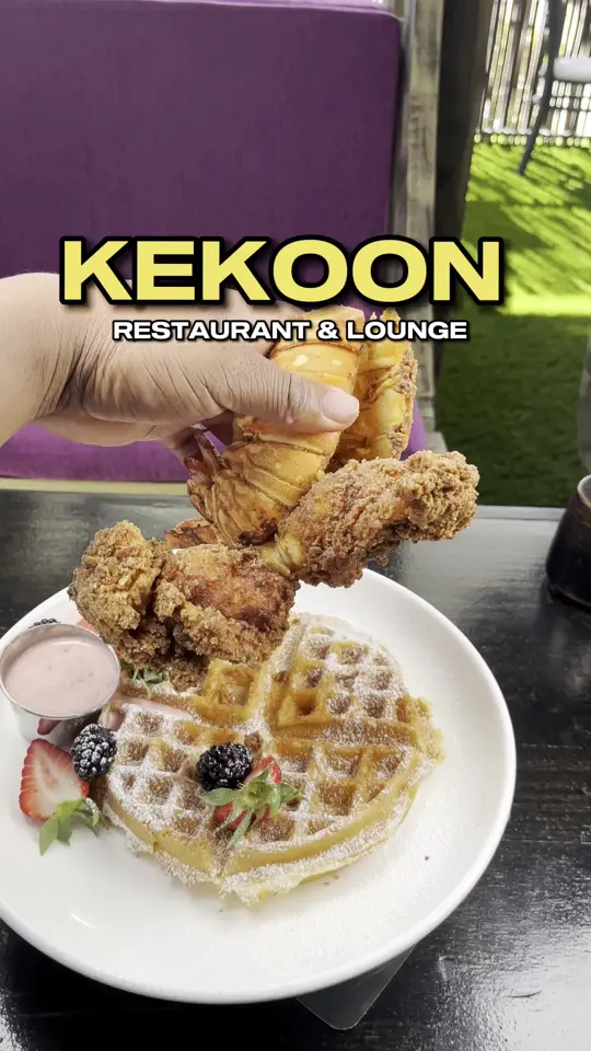 Kekoon Restaurant & Lounge in Davie showing brunch, chicken and waffles, drinks, vibes, video by ronb.insight on TikTok