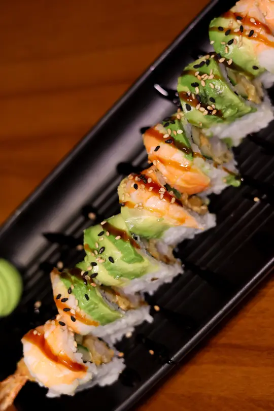  in Florida showing food, sushi, video by Khon's on Palafox on Facebook