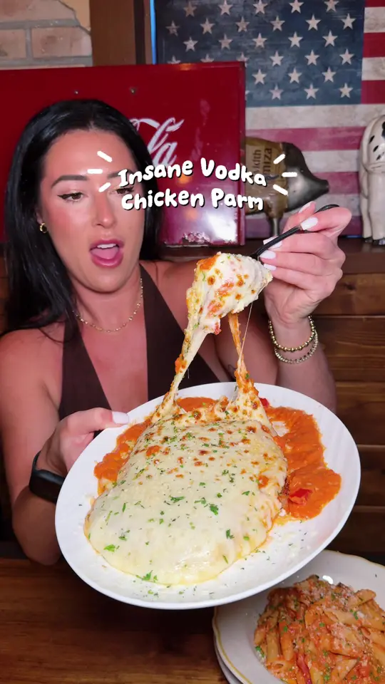 Kickback Neighborhood Tavern in Wellington showing food, chicken parmesan, food, bang bang shrimp risotto, video by sydney.austinn on TikTok