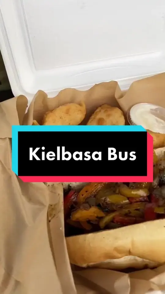 Kielbasa Bus in Spring Hill showing food, kielbasa, pierogies, potato cakes, video by rosshardy81 on TikTok