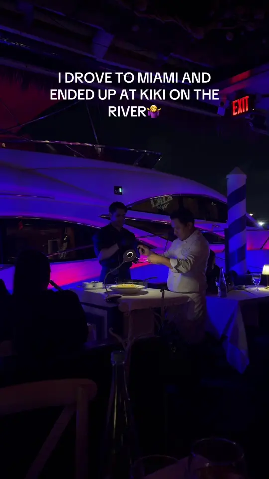 Kiki On The River in Miami showing restaurant visit, atmosphere, views, food, video by msznera on TikTok
