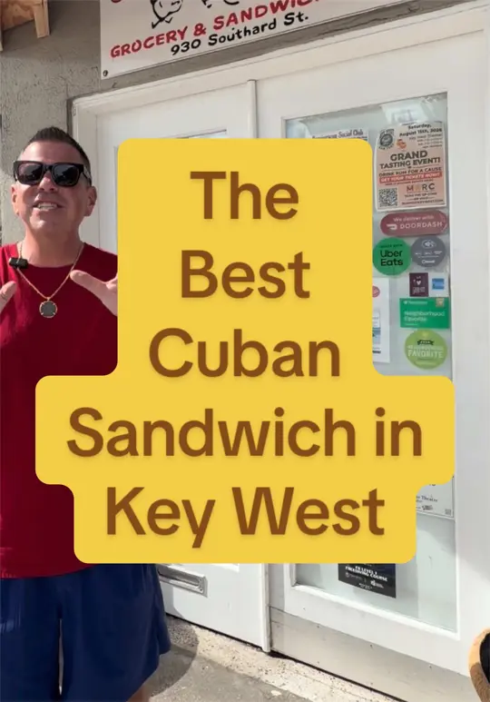 Kim's Kuban in Key West showing restaurant, cuban sandwich, video by keywestshawn on TikTok