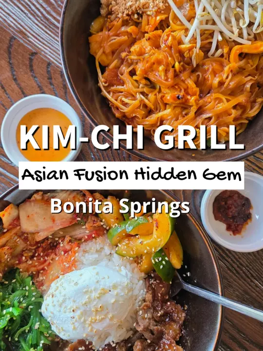 Kimchi Grill in Bonita Springs showing review, visit, kimchi grill bonita springs, traditional korean cuisine, fusion korean cuisine, handmade dumplings, kimchi, video by swflfoodjunkie on TikTok