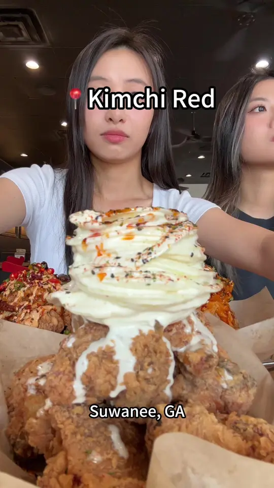 KIMCHI RED - ALPHARETTA in Alpharetta showing restaurant visit, kang nam style fried chicken, kimchi fried chicken, red buldak, video by mis.shelly on TikTok
