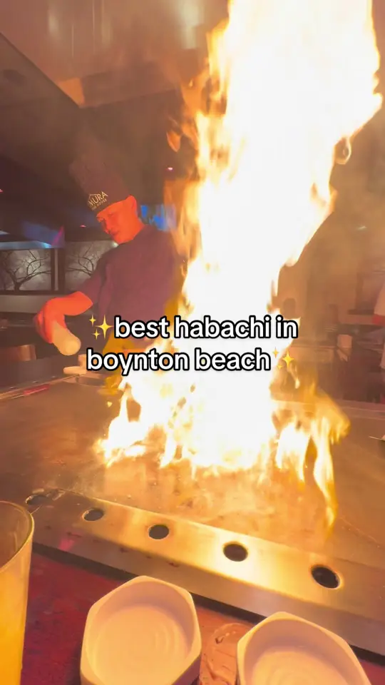 Kimura Japanese Steak House by Japan Inn in Boynton Beach showing drink, strawberry lemonade / food, south beach sushi roll / food, filet and scallops habachi, video by chefitupwithlani on TikTok