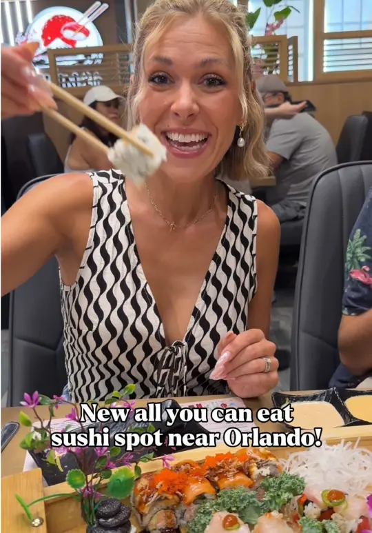 Kingdom Sushi in Clermont showing sushi, all you can eat, review, visit, video by paigepbryant on TikTok