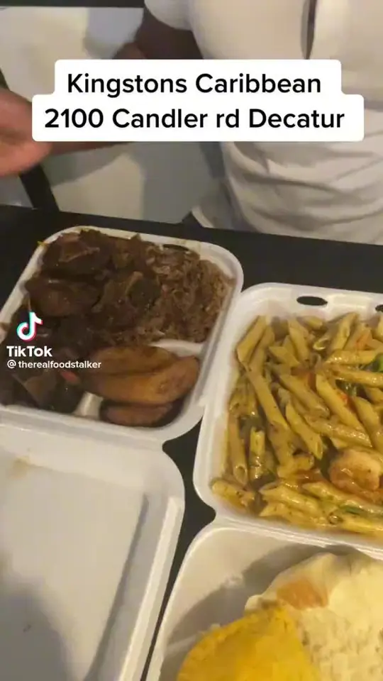 Kingston's Caribbean restaurant in Decatur showing restaurant, jamaican food, oxtail, rastapasta, video by kingstonscaribbeanrestau on TikTok