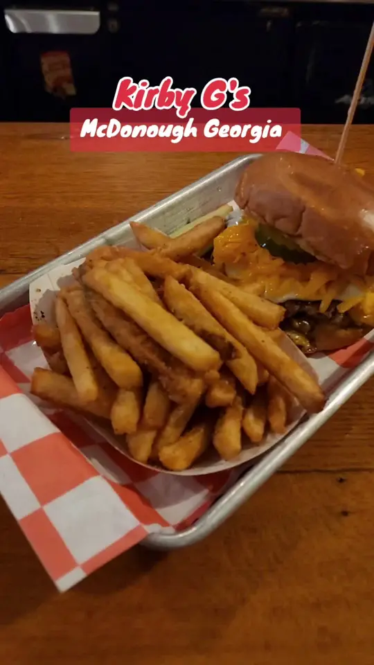 KirbyG’s Diner in McDonough showing burgers, video by foodtraveler7 on TikTok