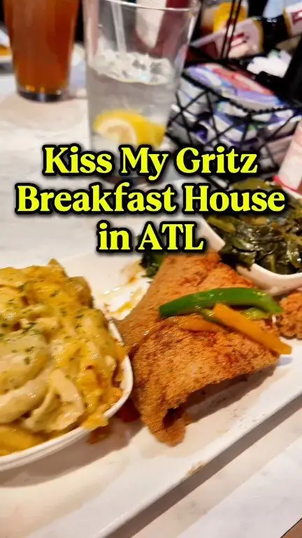 Kiss My Gritz Breakfast House in Fairburn showing brunch, review, video by Giana Cowan on Facebook